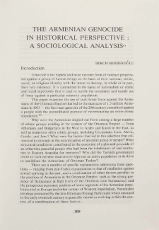 The Armenian Ggenocide in historical perspective: A Sociological analysis