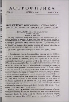 Hypersurface homogeneous cosmological model in modified theory of gravitation