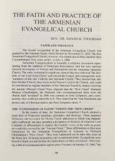 The Faith and Practice of the Aarmenian Evangelical Church
