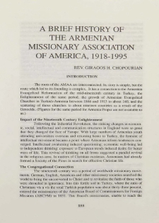 A Brief History of the Armenian Missionary Association of America, 1918-1995