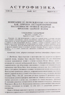 Ионизация из возбужденных состояний как причина нестационарной населенности уровней водорода за фронтом ударной волны