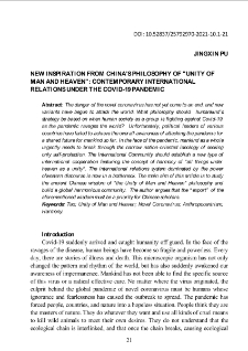 New inspiration from china's philosophy օf "Unity of man and heaven": Contemporary international relations under the Covid-19 pandemic