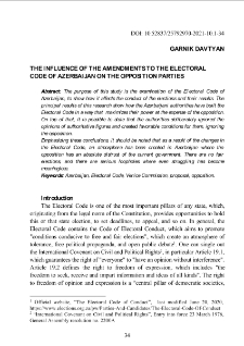 The influence of the amendments to the electoral code of Azerbaijan on the opposition parties