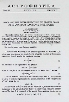 Note on the interpretation of proper mass a constant Lagrange multiplier