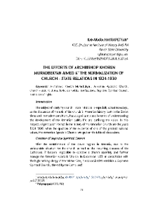The Efforts of Archbishop Khoren Muradbekyan Aimed at the Normalization of Church-State Relations in 1924–1930