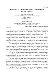 Pedagogical Conditions of Media Education in Primary School