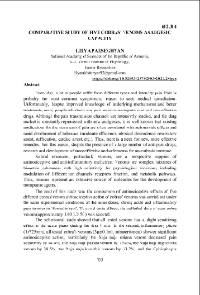 Comparative Investigation of Five Cobras’ Venoms Analgesic Capacity