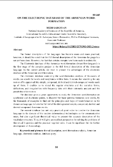 On the Electronic Database of the Armenian Word-Formation