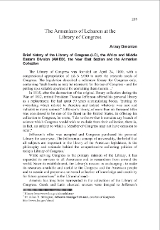 The Armenians of Lebanon at the Library of Congress