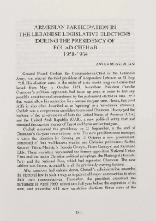 Armenian participation in the Lebanese legislative elections during the presidency of Fouad Chehab