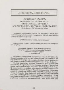Ընդհանուր ակնարկ Հայկազեան Համալսարանի Հայագիտական Ամբիոնի հրապարակային գործունէութեան վրայ (1յունուար-31 դեկտեմբեր 2004)