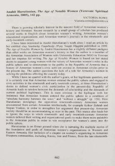 Anahit Harutiunian, The Age of Notable Women (Yerevan: Spiritual Armenia, 2005), 142 pp.