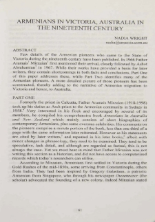 Armenians in Victoria, Australia in the nineteenth century