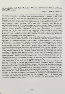 Gregorio Bardini, Padre Komitas: Musica e Spiritualita Armena, Roma, 2006, 170 pages