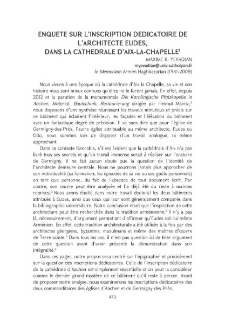 Enquete Sur l`Inscription Dedicatoire de l`Architecte Eudes, dans la Cathedrale d`Aix-la-Chapelle