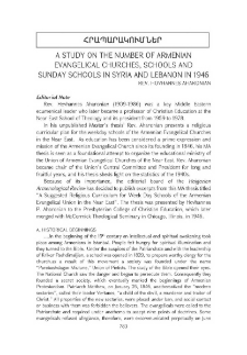 A Study on the Number of Armenia Evangelical Churches, Schools and Sunday Schools in Syria and Lebanon in 1946