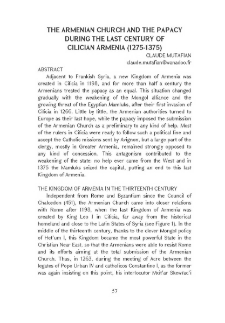 The Armenian Church and the Papacy During the Last Century of Cilician Armenia (1275-1375)