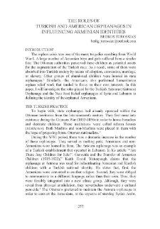 The Roles of Turkish and American Orphanages in Influencing Armenian Identities