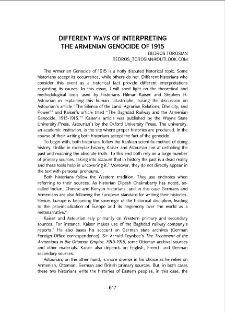 Differrent ways of Interpreting the Armenian Genocide of 1915