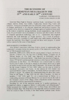 The economy of Armenian Musa Dagh in the 19th and early 20 th century