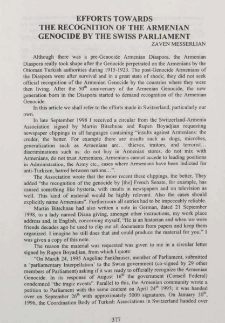 Efforts towards the recognition of the Armenian Genocide by the Swiss parliament