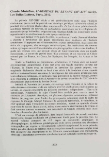 Claude Mutafian, L'Armenie du Levant (XI_XIV siecle), les belles Lettres, Paris, 2012