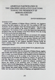 Armenian participation in the Lebanese legislative elections during the presidency of Bishara Khoury