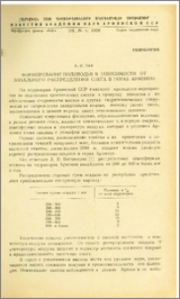 Формирование половодья в зависимости от зонального распределения снега в горах Армении