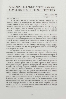 Armenian-Lebanese youth and the constuction of ethnic idenities