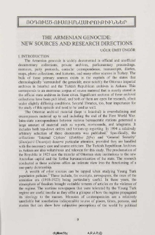 The Armenian genocide: New sources and research directions