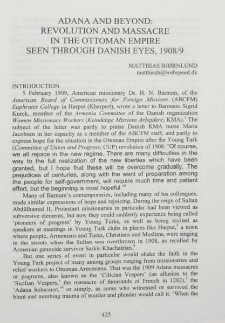 Adana and Beyond: revolution and massacre in the Ottoman Empire seen through Danish eyes, 1908/9