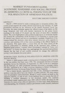 Market fundamentalism, economic hardship and social protest in Armenia (A critical perspective of the polarization of Armenian politics)