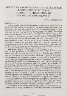 Armenian participation in the Lebanese Legislative elections during the presidency of Michel Suleiman (2008-)