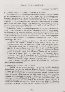 Mani et L' Armenie