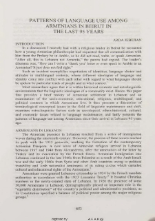 Patterns of language use among Armenians in Beirut in the last 95 years