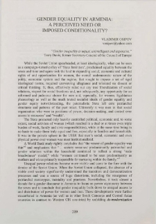 Gender equality in Armenian: a perceived need or improsed conditionality?