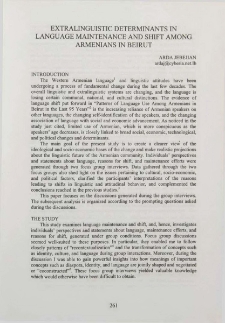 Extralinguistic determinants in language maintenance and shift among Armenians in Beirut