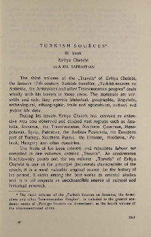 Turkish sources. III book. Evliya Chelebi