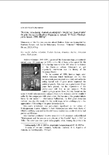 Memories of the Contemporaries about Bedros Adamian (compiled by Rouben Zaryan and Anahit Bekaryan). Yerevan, “Gitutiun” Publishing House, 2020, 656 p