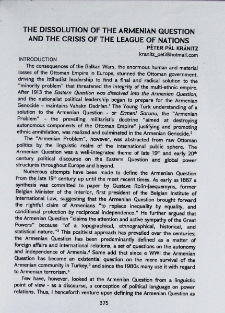 The dissolution of the Armenian Question and the crisis of the League of Nations
