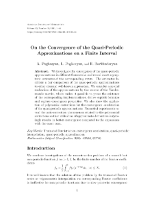 On the Convergence of the Quasi-Periodic Approximations on a Finite Interval