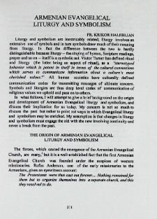 Armenian Evangelical liturgy and symbolism