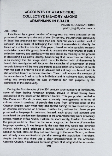 Accounts of a Genocide: Collective memory among Armenians in Brazil