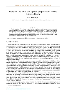 Study of the radio and optical properties of Active Galactic Nuclei