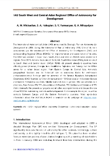 IAU South West and Central Asian Regional Office of Astronomy for Development