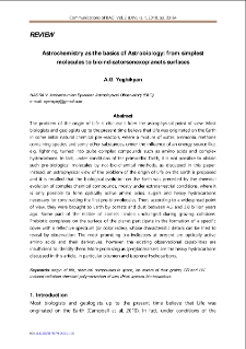 Astrochemistry as the basics of Astrobiology: from simplest molecules to bioindicatorsonexoplanets surfaces