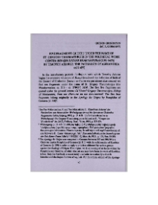 Five fragments quoted under the name of St. Gregory Thaumaturgus in the polemical work Contra Eos Qui dicunt Duas Naturas (CPG-5475) by Timothy Aelurus, the Patriarch of Alexandria (457-477)