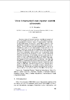 Viktor Ambartsumian's most important scientific achievements
