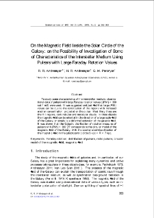 On the Magnetic Field Inside the Solar Circle of the Galaxy: on the Possibility of Investigation of Some of Characteristics of the Interstellar Medium Using Pulsars with Large Faraday Rotation Values