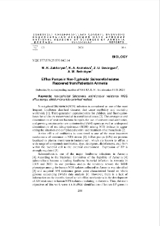 Efflux Pumps in Non-Typhoidal Salmonella Isolates Recovered from Patients in Armenia